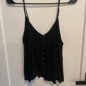 Forever21 Black Flowing Boho Tank Top with Buttons